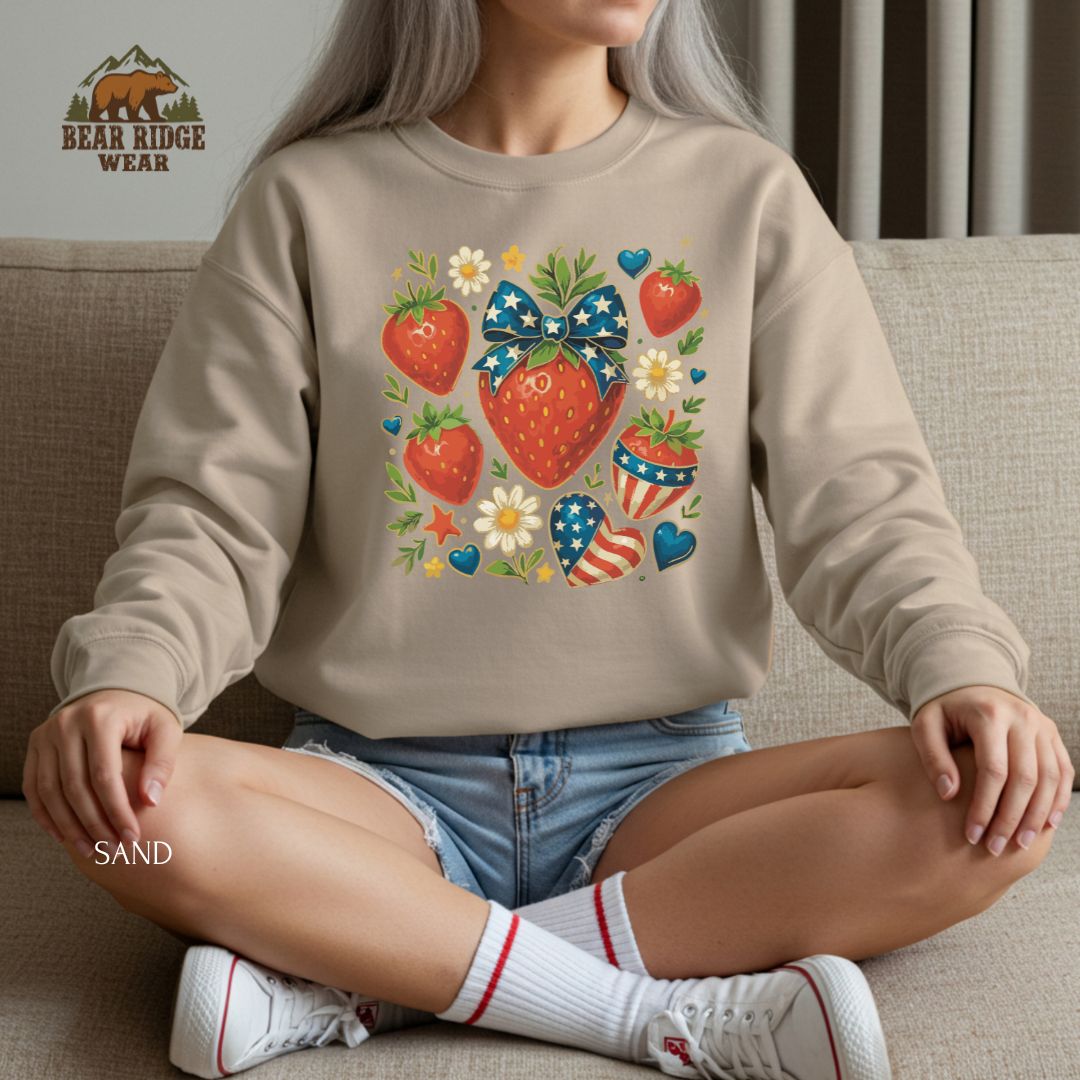 Strawberries' Patriotic Crewneck Sweatshirt