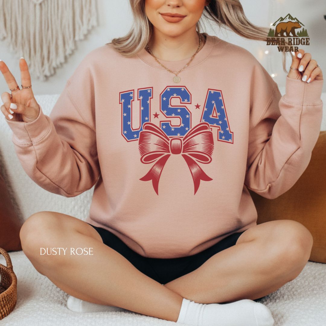 USA-Bow' Patriotic Crewneck Sweatshirt