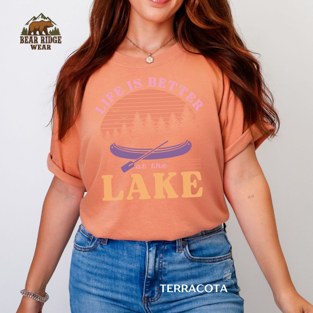 Life Is Better At The Lake' Summer T-shirt, Color: Terracotta, Size: M