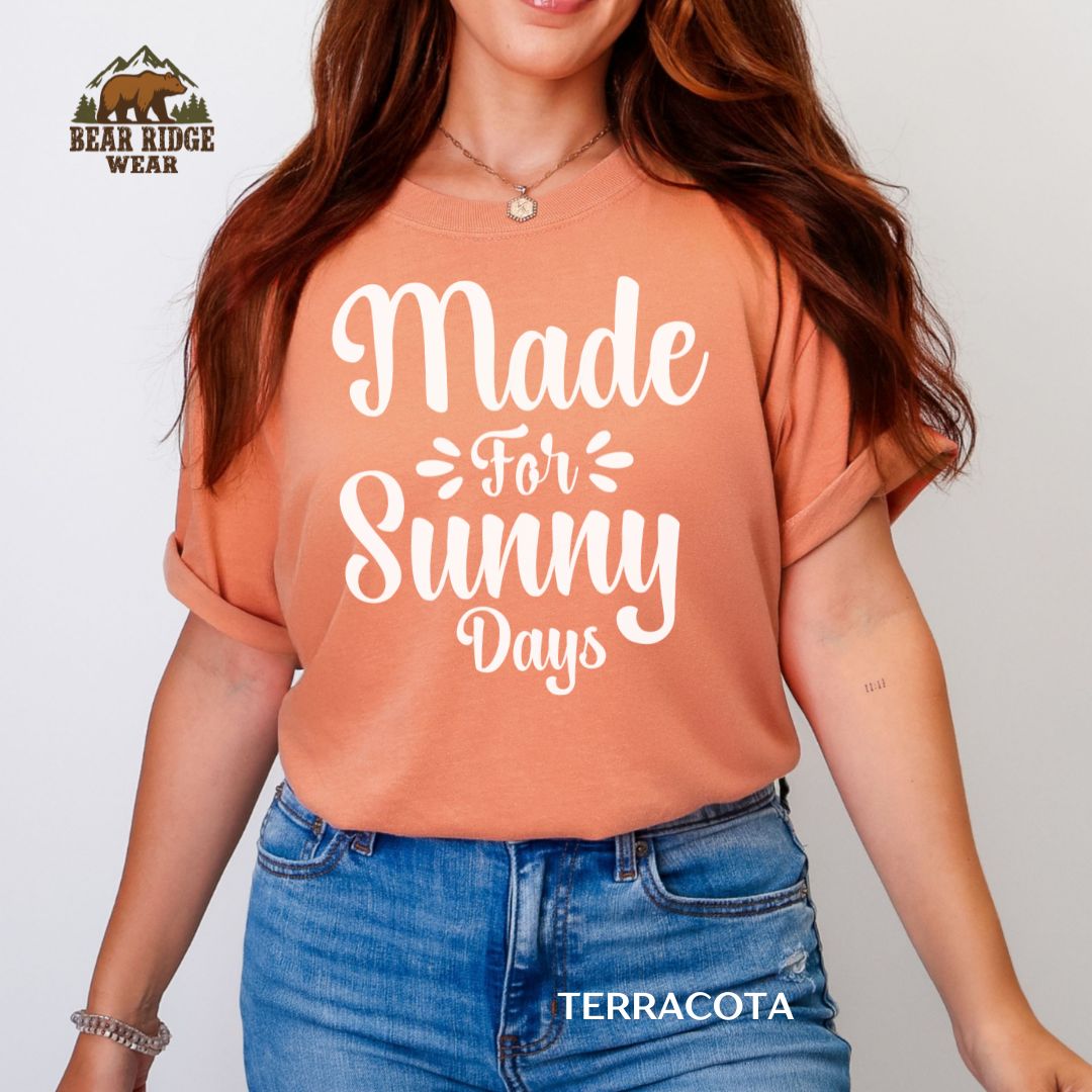 Made For Sunny Days' Summer T-shirt, Color: Terracotta, Size: M