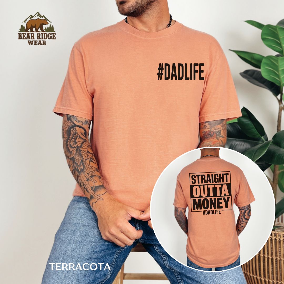 Straight Outta Money' Father's Day T-shirt, Color: Terracotta, Size: M