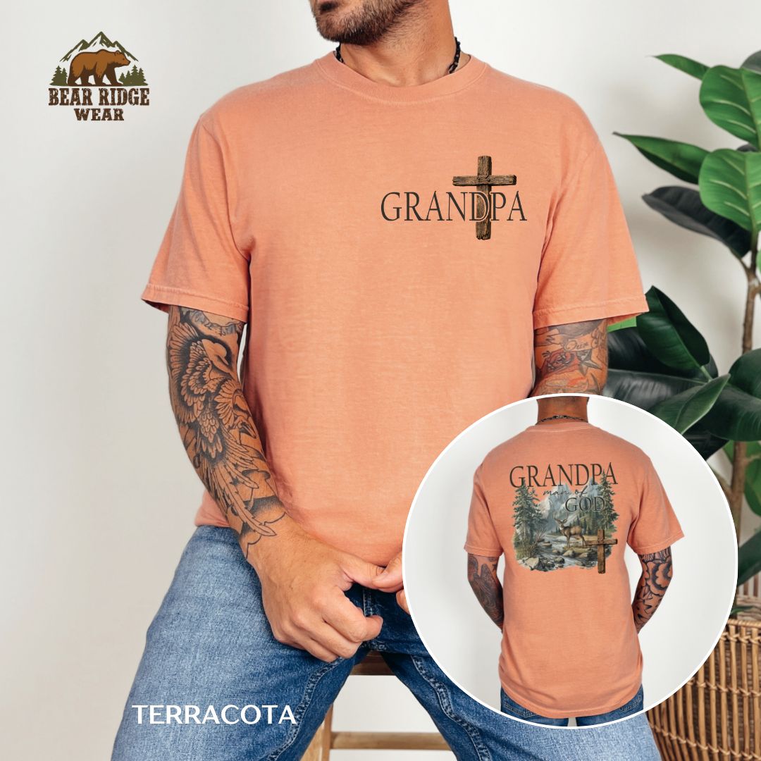 Grandpa Man Of God' Father's Day T-shirt, Color: Terracotta, Size: M