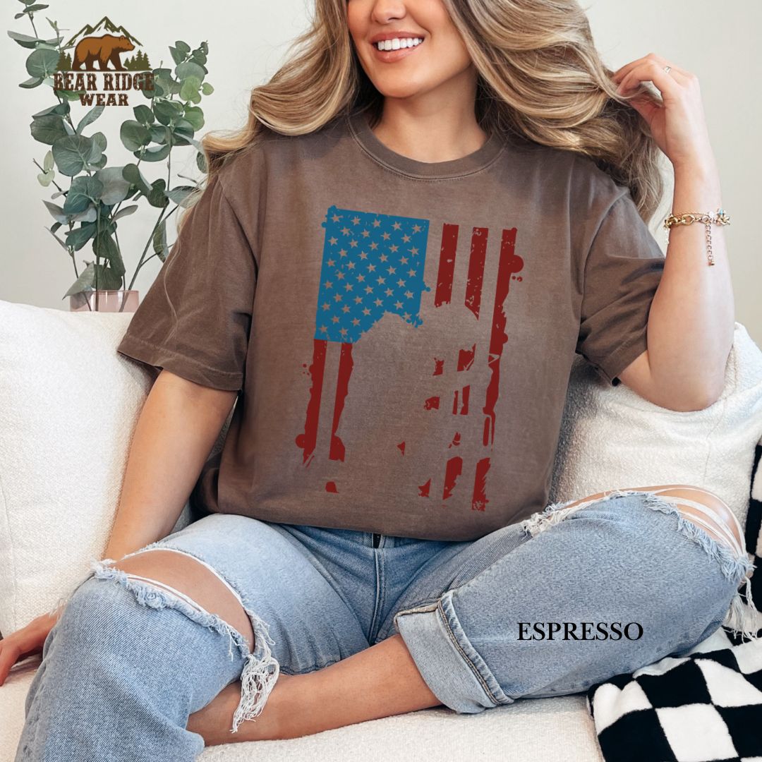 Veteran Flag' Patriotic T-Shirts, Color: Expresso, Size: 2XL