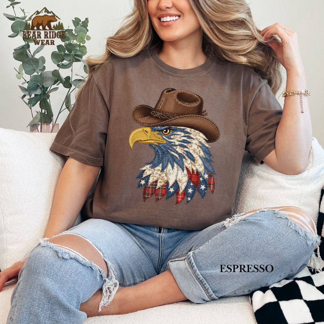 Eagle-Cowboy' Patriotic T-Shirts, Color: Expresso, Size: 2XL