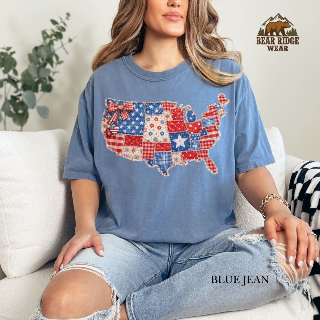 US Map-Patchwork' Patriotic T-Shirts