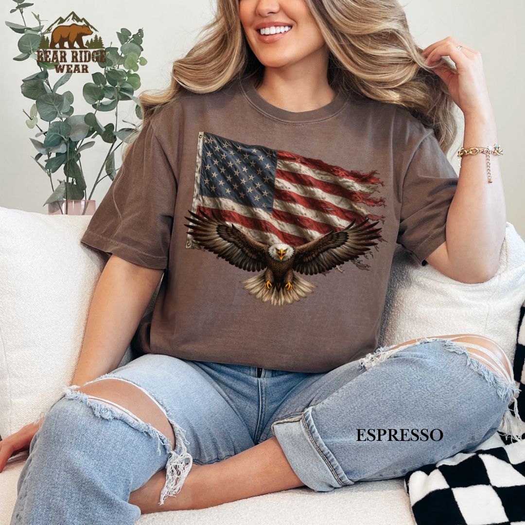 Flag - Eagle' Patriotic T-Shirts, Color: Expresso, Size: 2XL