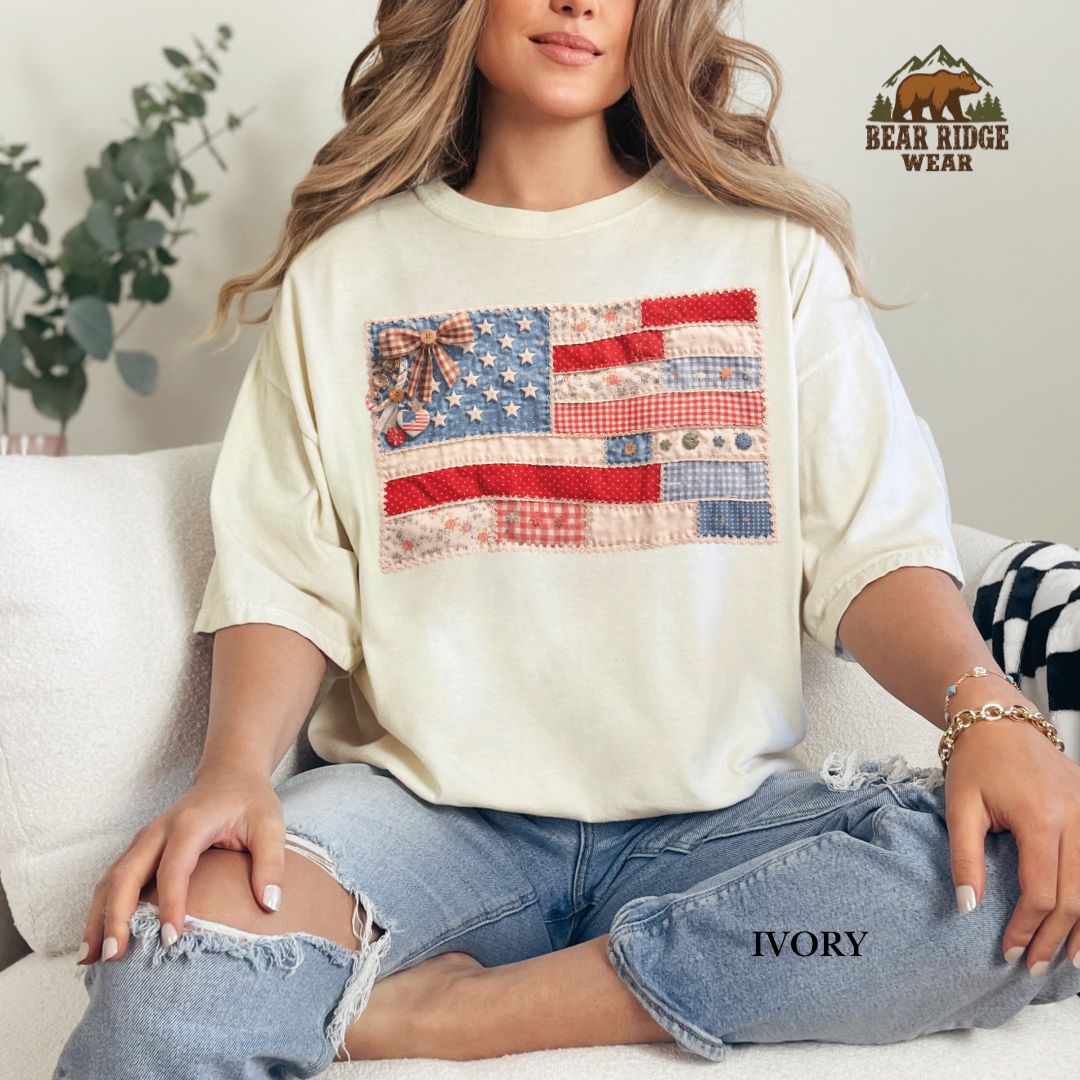 Patchwork flag' Patriotic T-Shirts