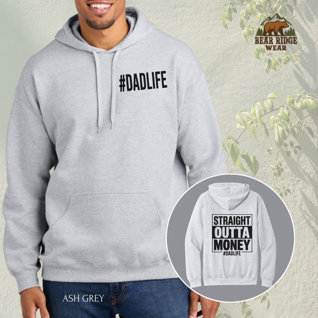 Straight Outta Money' Father's Day Hoodie, Color: Ash Grey, Size: 2XL