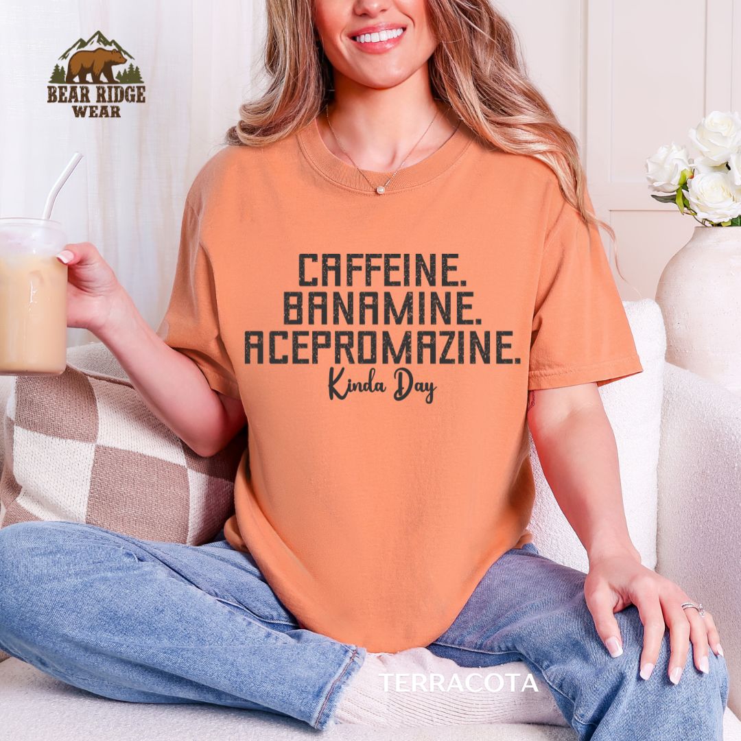 Caffeine Banamine-Black' Western T-shirt, Color: Terracotta, Size: M
