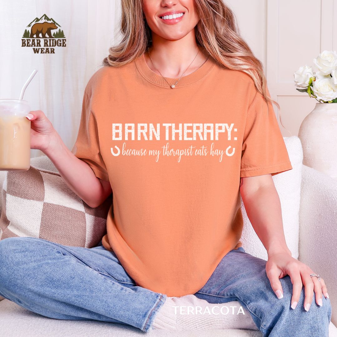Barn Therapy' Western T-shirt, Color: Terracotta, Size: M