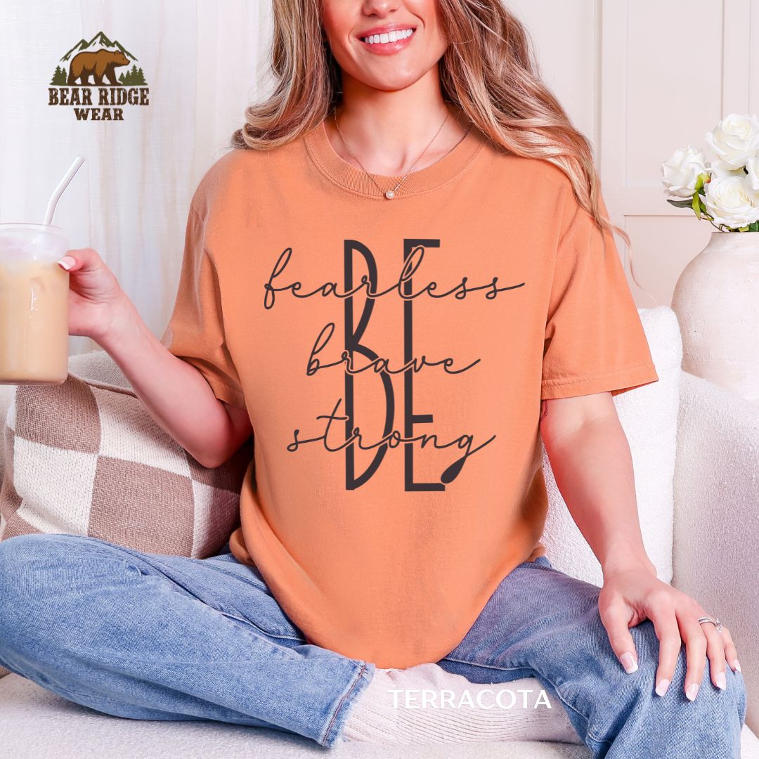 Be Fearless Brave Strong' Western T-shirt, Color: Terracotta, Size: M