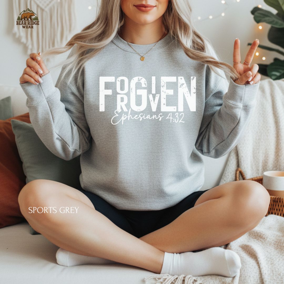 Forgiven-White' Faith Crewneck Sweatshirt, Color: Sport-Grey, Size: 2XL