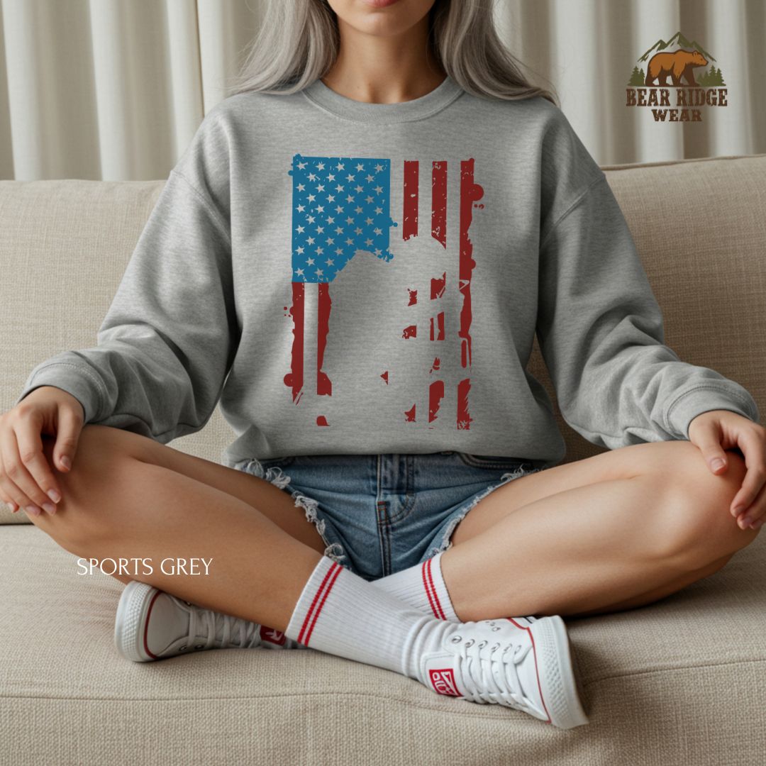 Veteran Flag' Patriotic Crewneck Sweatshirt, Color: Sport-Grey, Size: 2XL