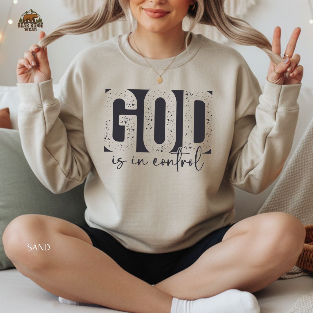 God Is In Control-Black' Faith Crewneck Sweatshirt