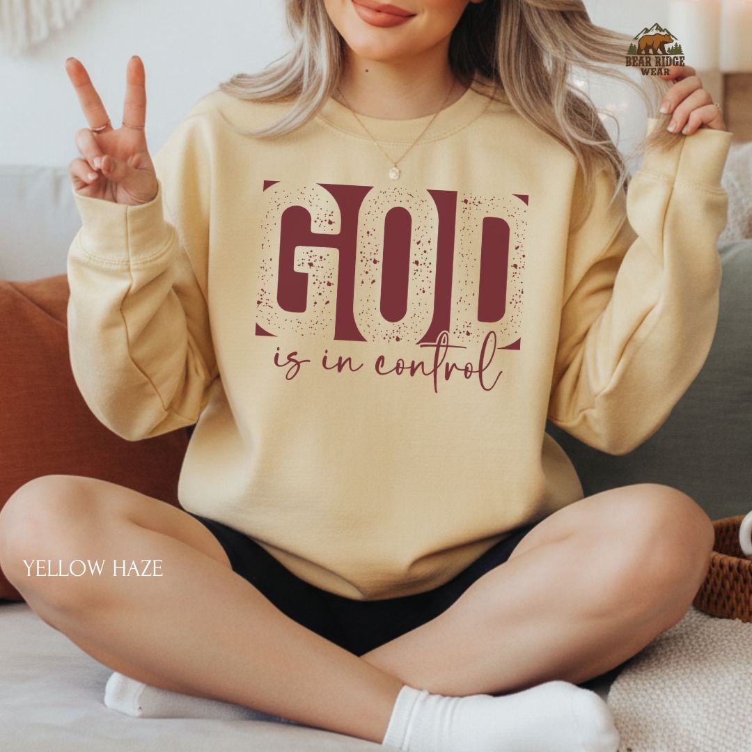 God Is In Control-Red' Faith Crewneck Sweatshirt