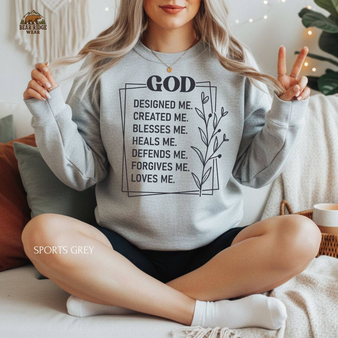God Designed Me' Faith Crewneck Sweatshirt, Color: Sport-Grey, Size: 2XL