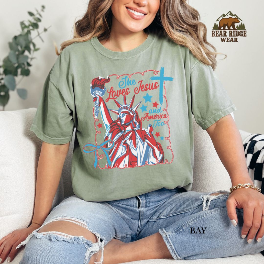 She Loves Jesus-America- S.O.L.' Patriotic T-Shirts