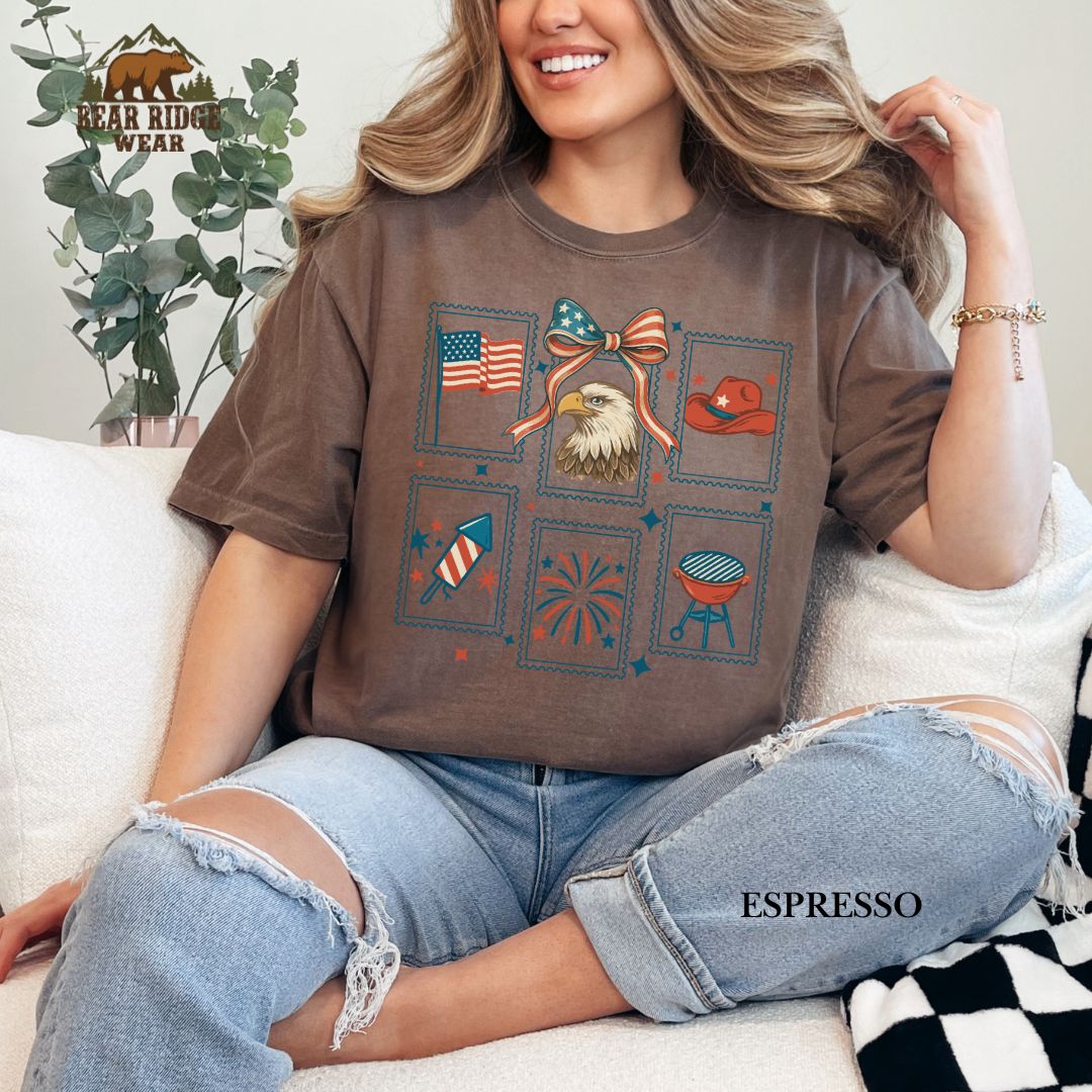 Stamps' Patriotic T-Shirts, Color: Expresso, Size: 2XL