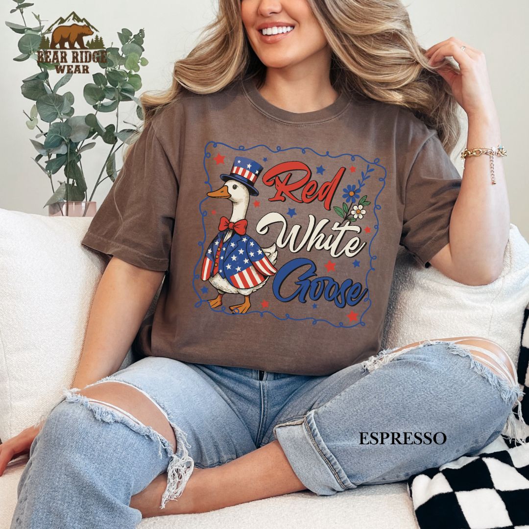 Red White Goose' Patriotic T-Shirts, Color: Expresso, Size: 2XL