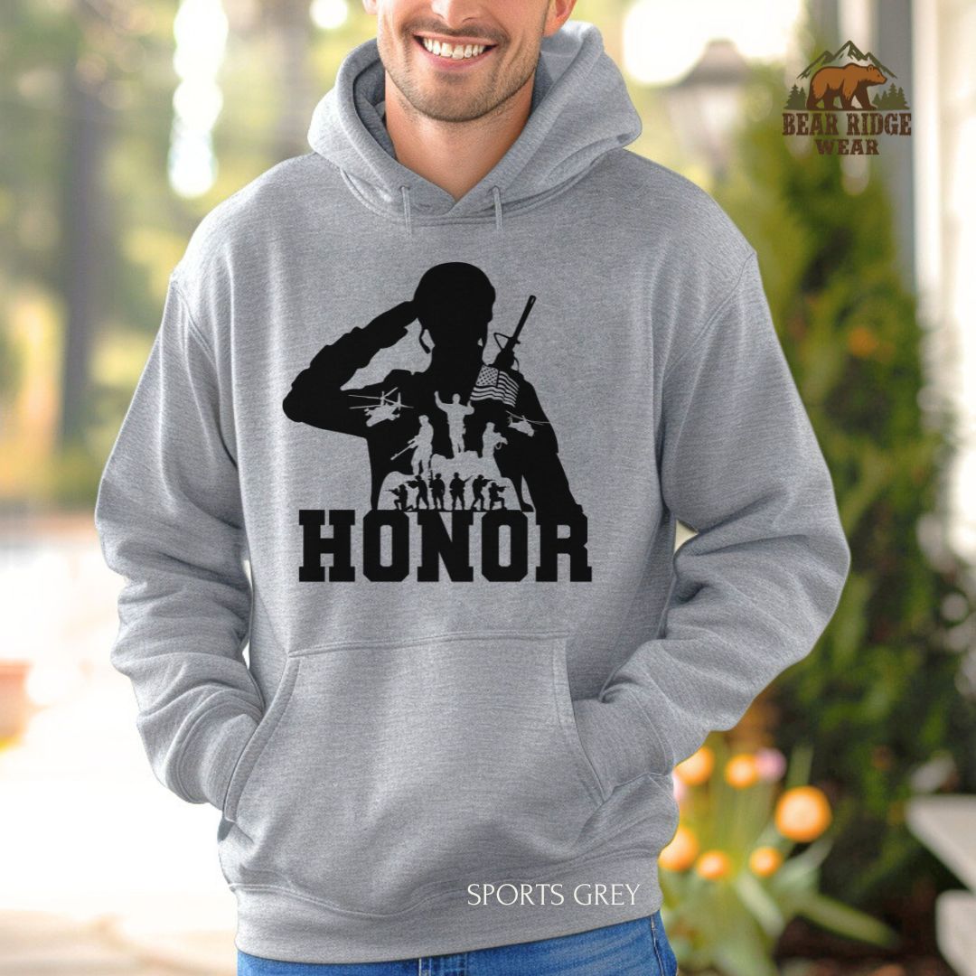 Honor' Patriotic Hoodie, Color: Sport-Grey, Size: 2XL