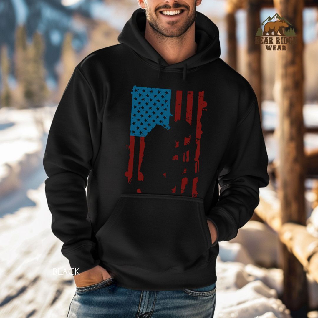Veteran Flag' Patriotic Hoodie, Color: Black-39, Size: 2XL