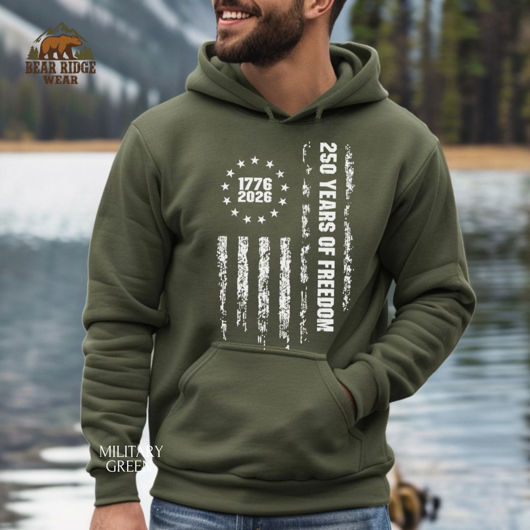 250 Years of Freedom-Grunge' Patriotic Hoodie