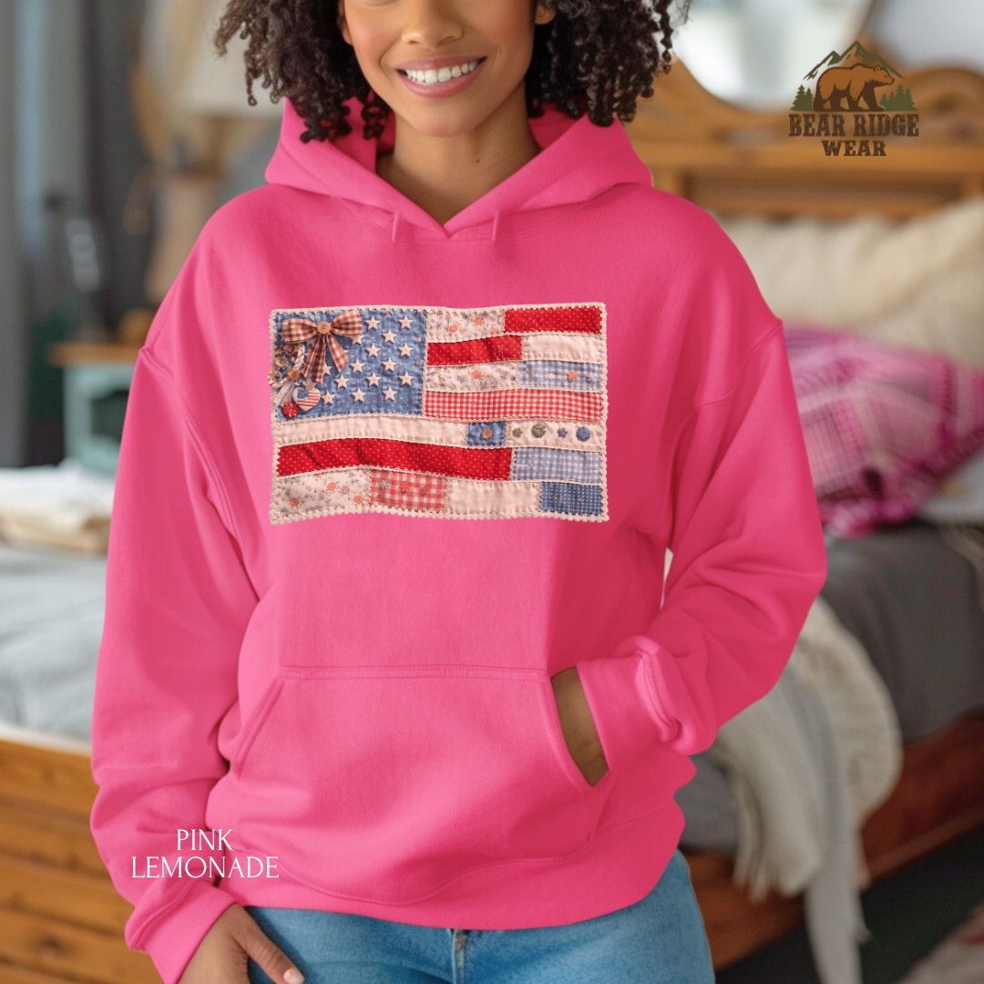 Patchwork flag' Patriotic Hoodie