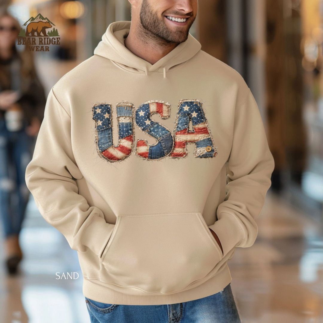 Patchwork-USA' Patriotic Hoodie