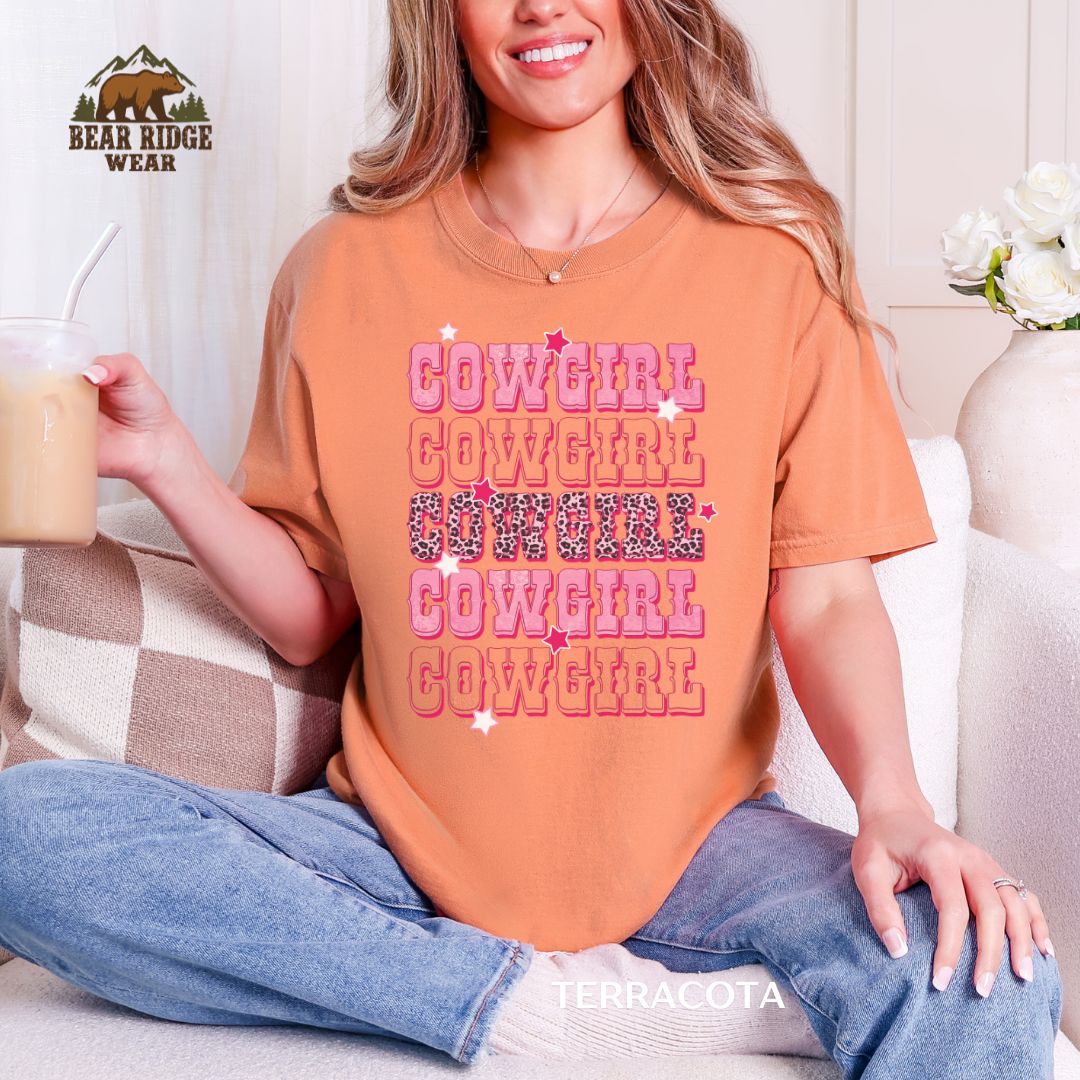 Cowgirl Cowgirl' Western T-shirt, Color: Terracotta, Size: M