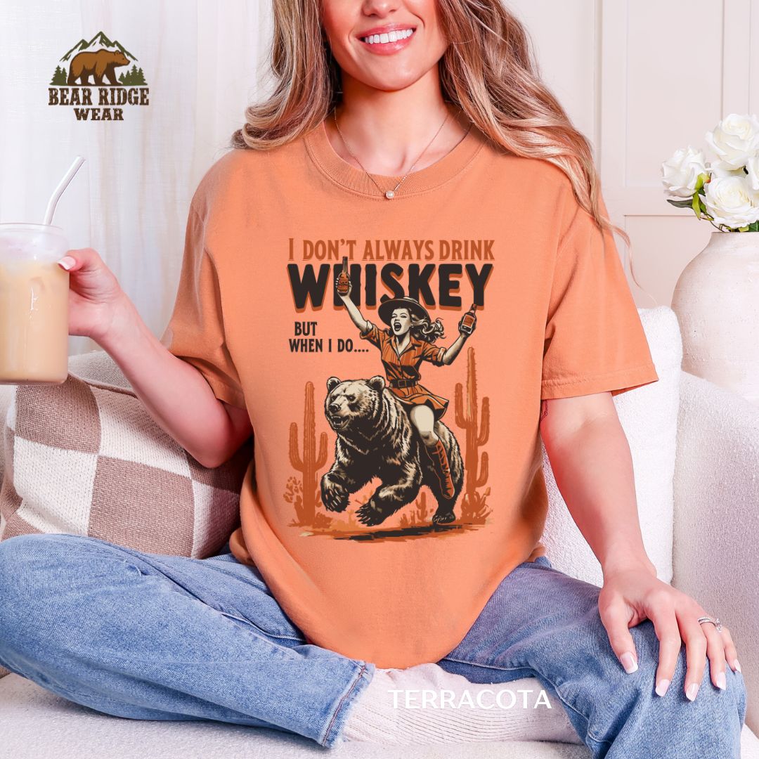 I Don't Alway Drink Whiskey-But' Western T-shirt, Color: Terracotta, Size: M