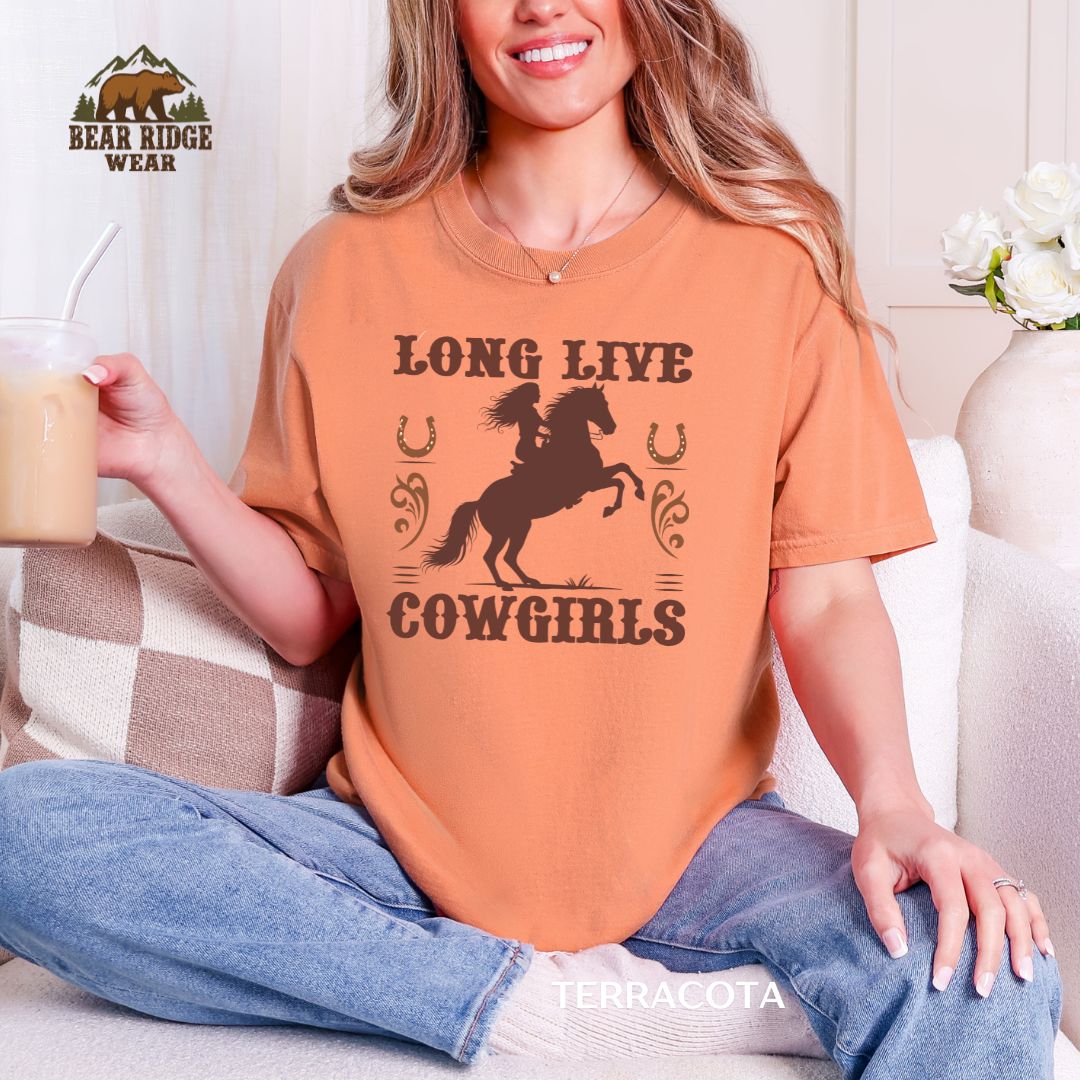 Long Live Cowgirls' Western T-shirt, Color: Terracotta, Size: M