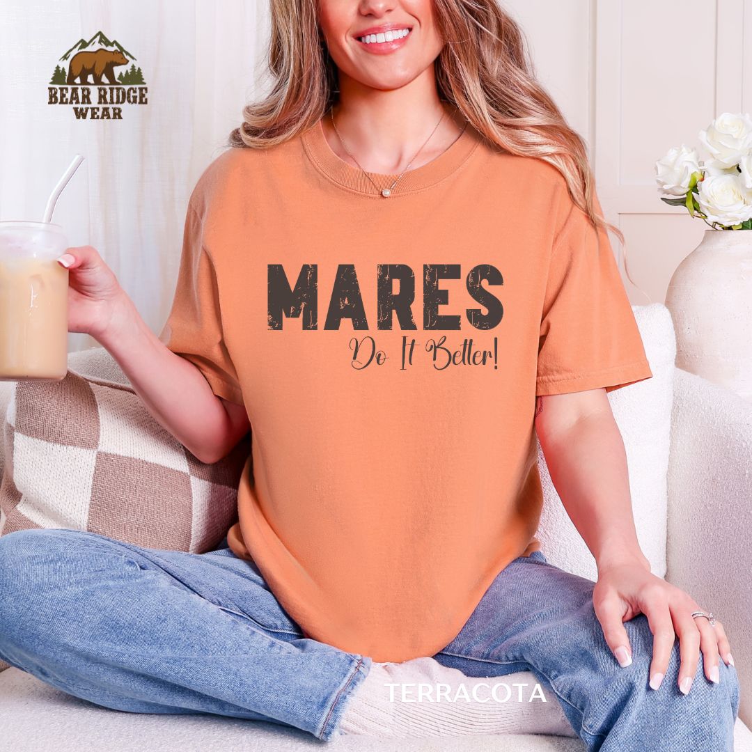Mares Do It Better' Western T-shirt, Color: Terracotta, Size: M
