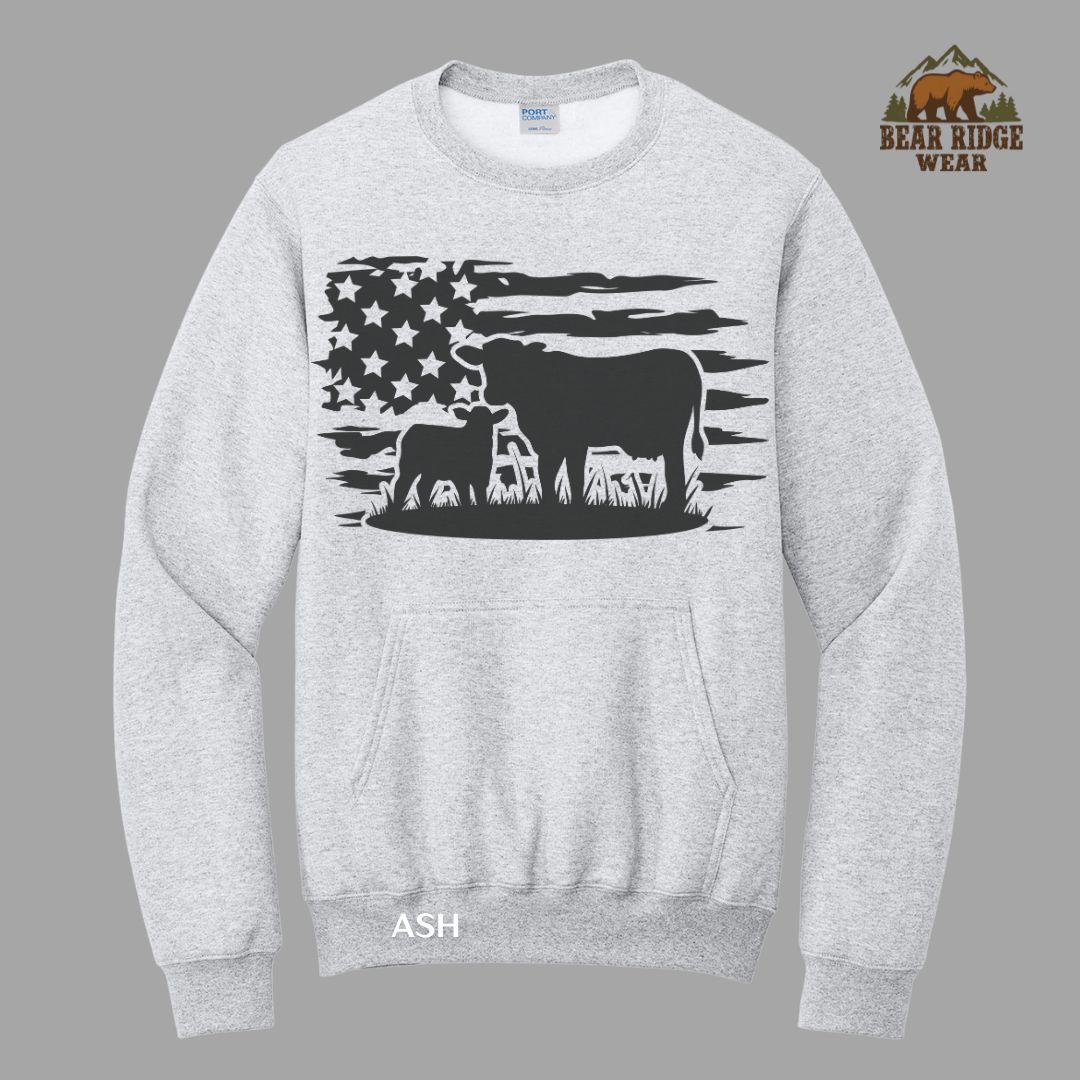 US Farm Cow'  Western Kangaroo Crew, Color: Ash, Size: S
