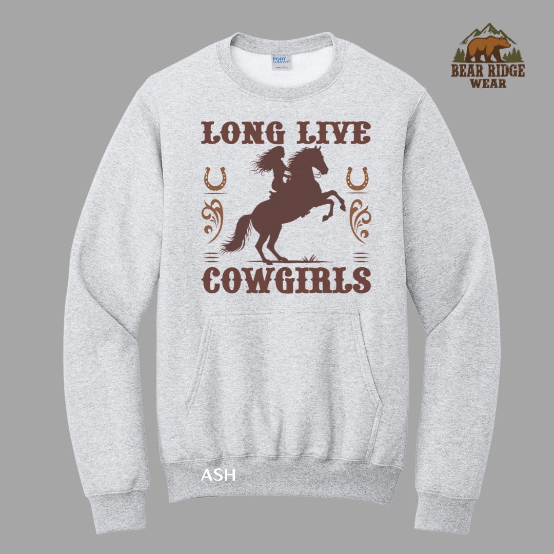Long Live Cowgirls'  Western Kangaroo Crew, Color: Ash, Size: S