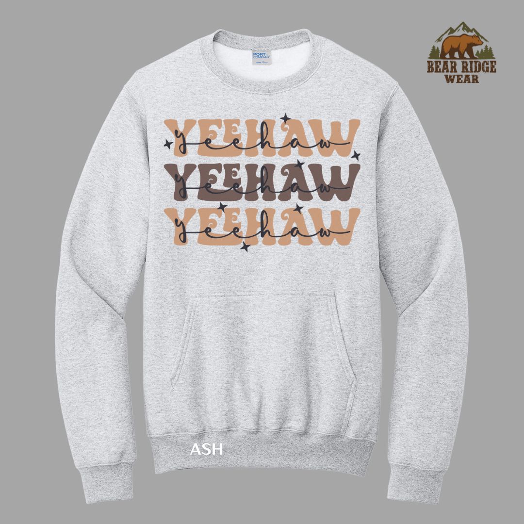 YeeHaw YeeHaw YeeHaw'  Western Kangaroo Crew, Color: Ash, Size: S