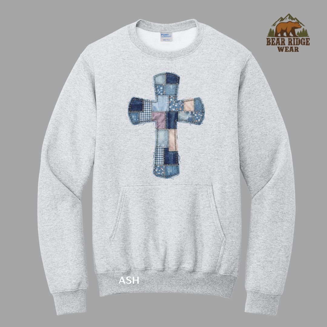 Cross-Denim Faith Kangaroo Crew, Color: Ash, Size: S