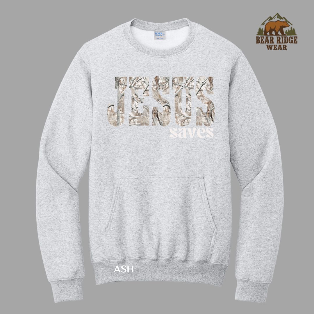 Jesus Saves Faith Kangaroo Crew, Color: Ash, Size: S