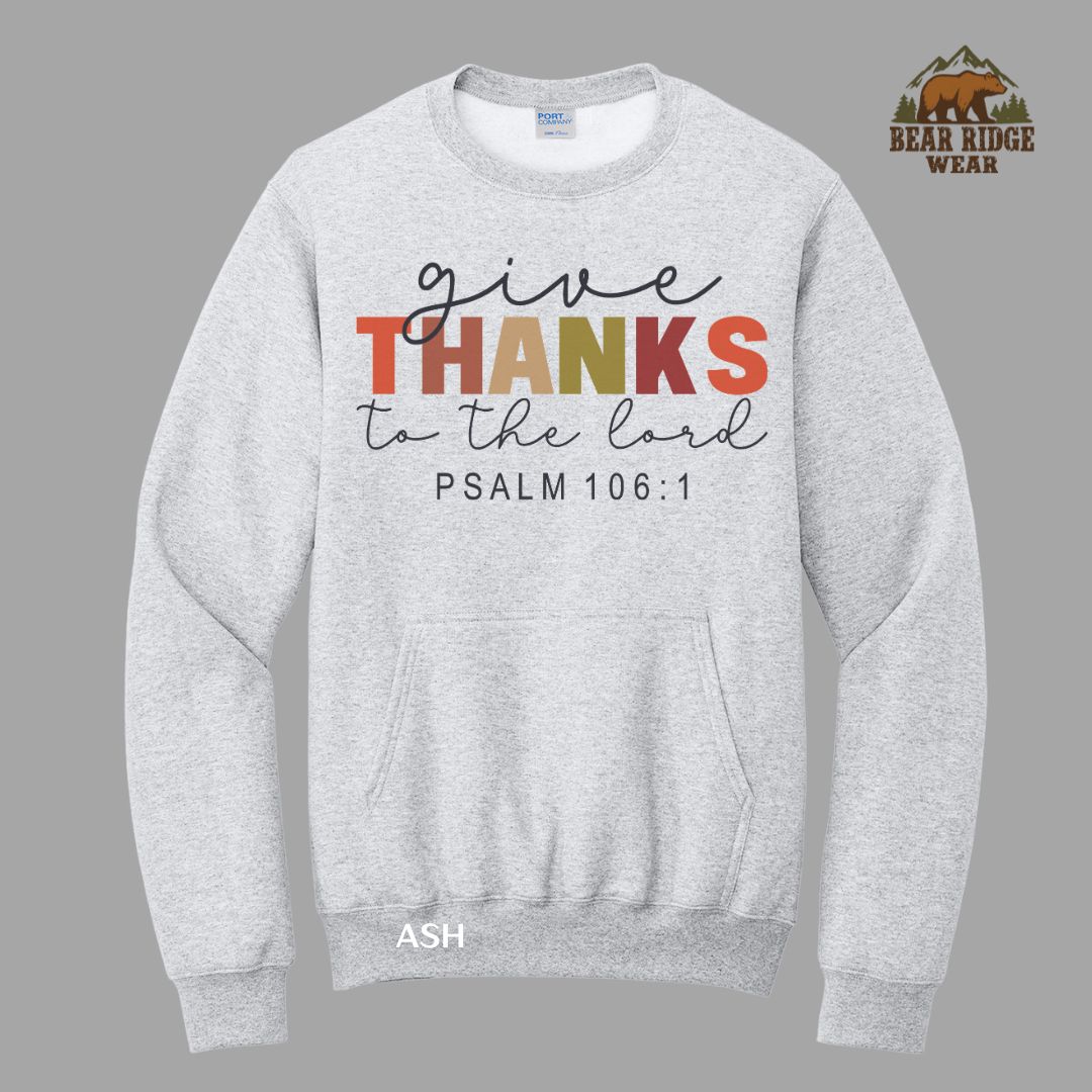 Give Thanks To The Lord Faith Kangaroo Crew, Color: Ash, Size: S