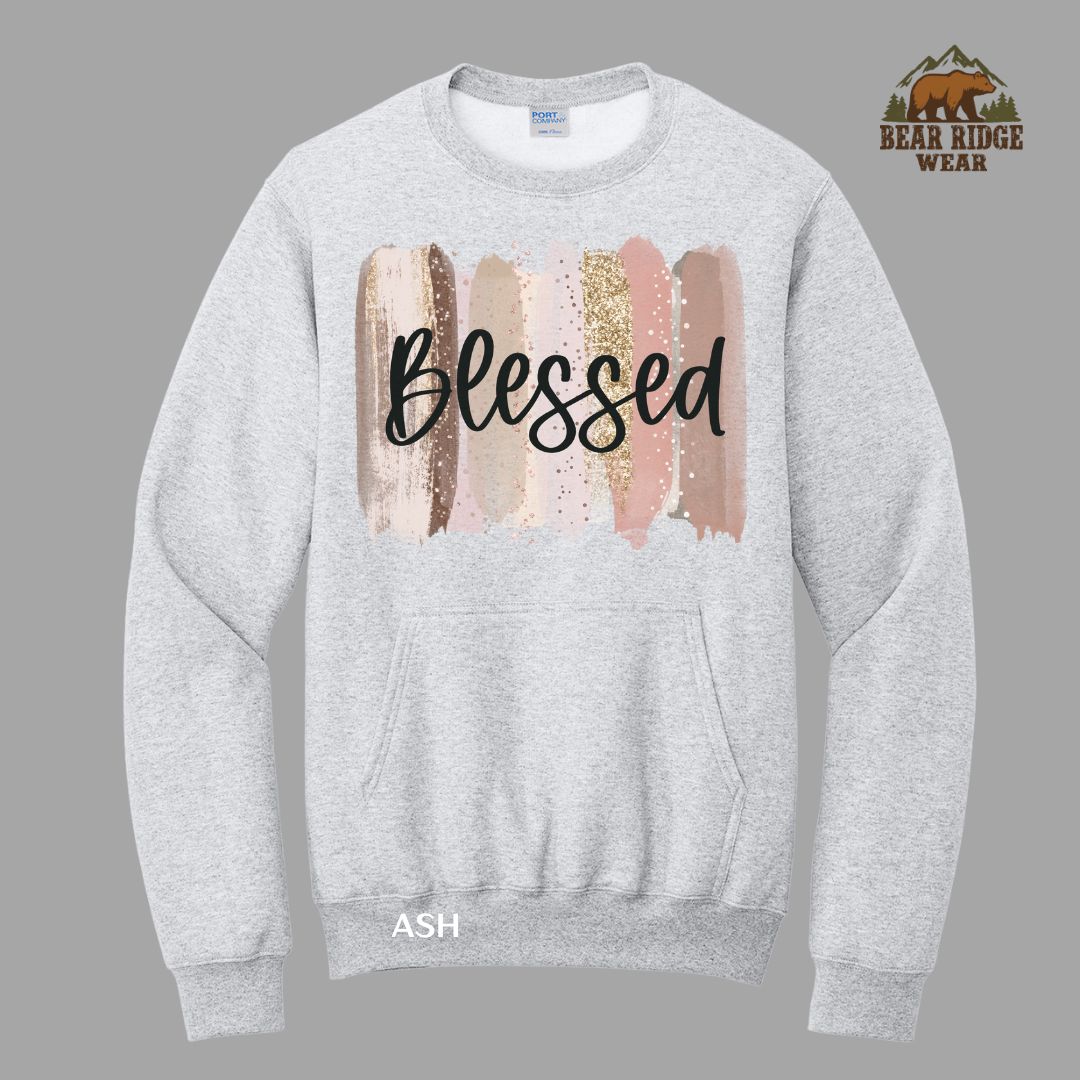 Blessed Brush Stroke Faith Kangaroo Crew, Color: Ash, Size: S