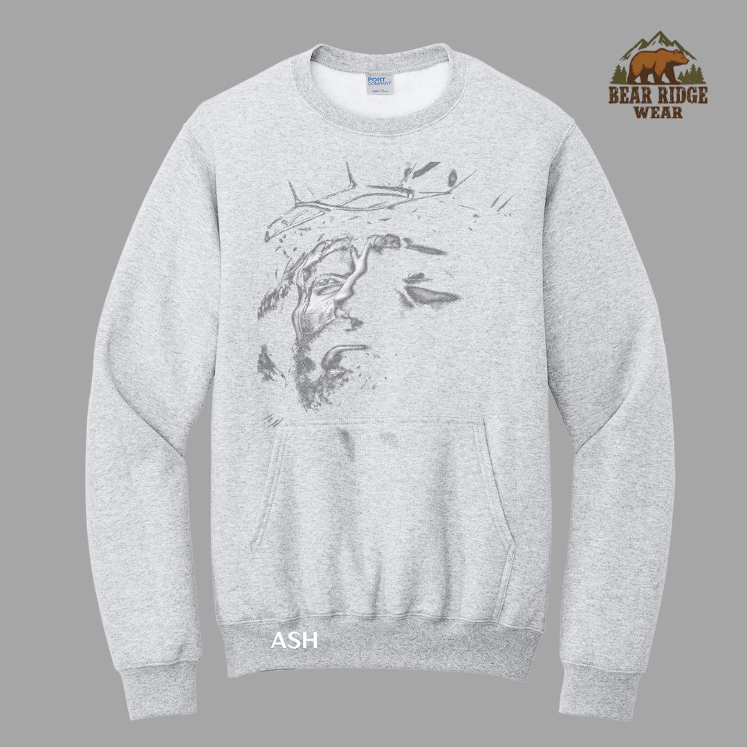 Jesus-Halftone Faith Kangaroo Crew, Color: Ash, Size: S