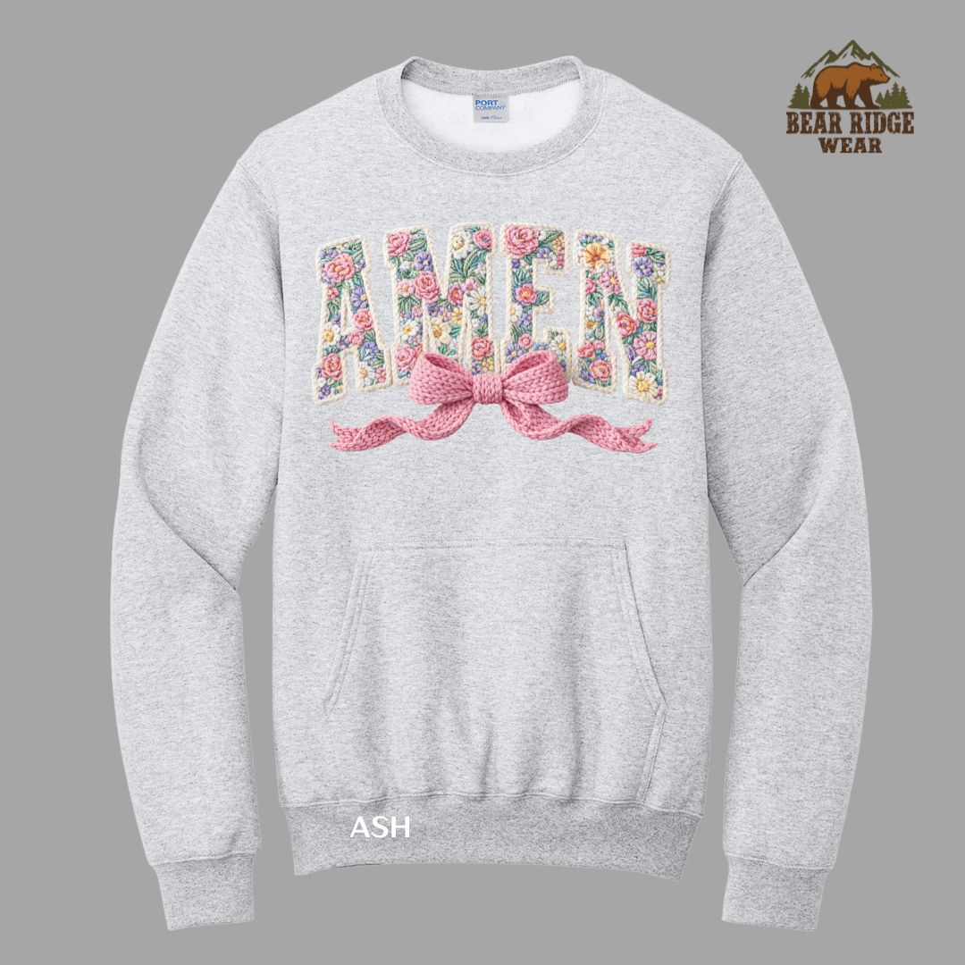 Amen-Yarn Faith Kangaroo Crew, Color: Ash, Size: S