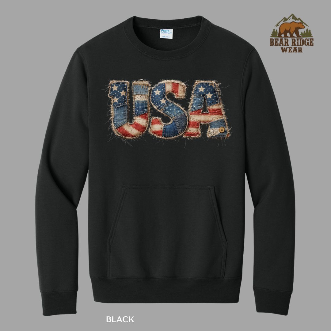 Patchwork-USA Patriotic Kangaroo Crew