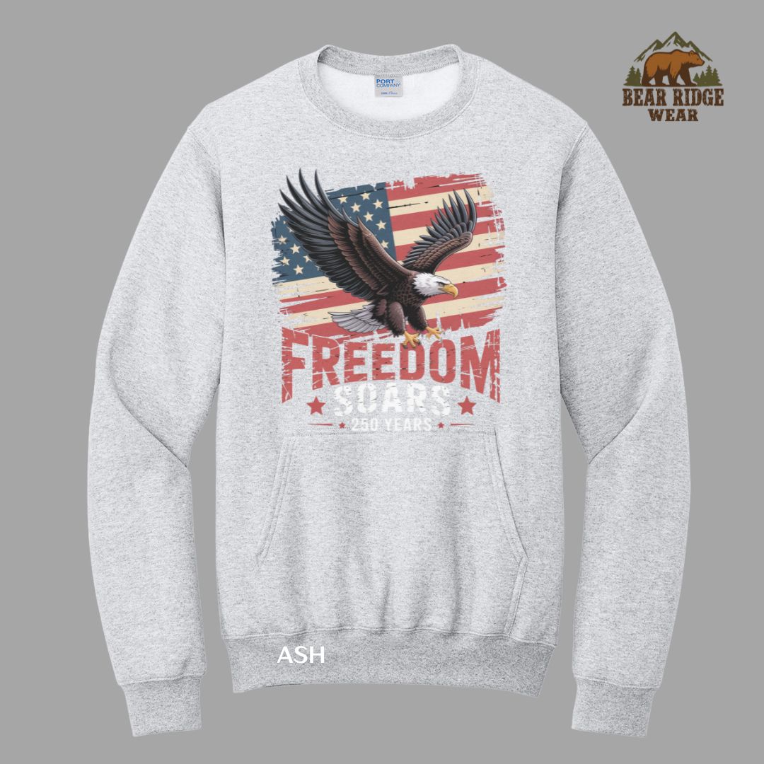 Freedom Soars-250 years Patriotic Kangaroo Crew, Color: Ash, Size: S