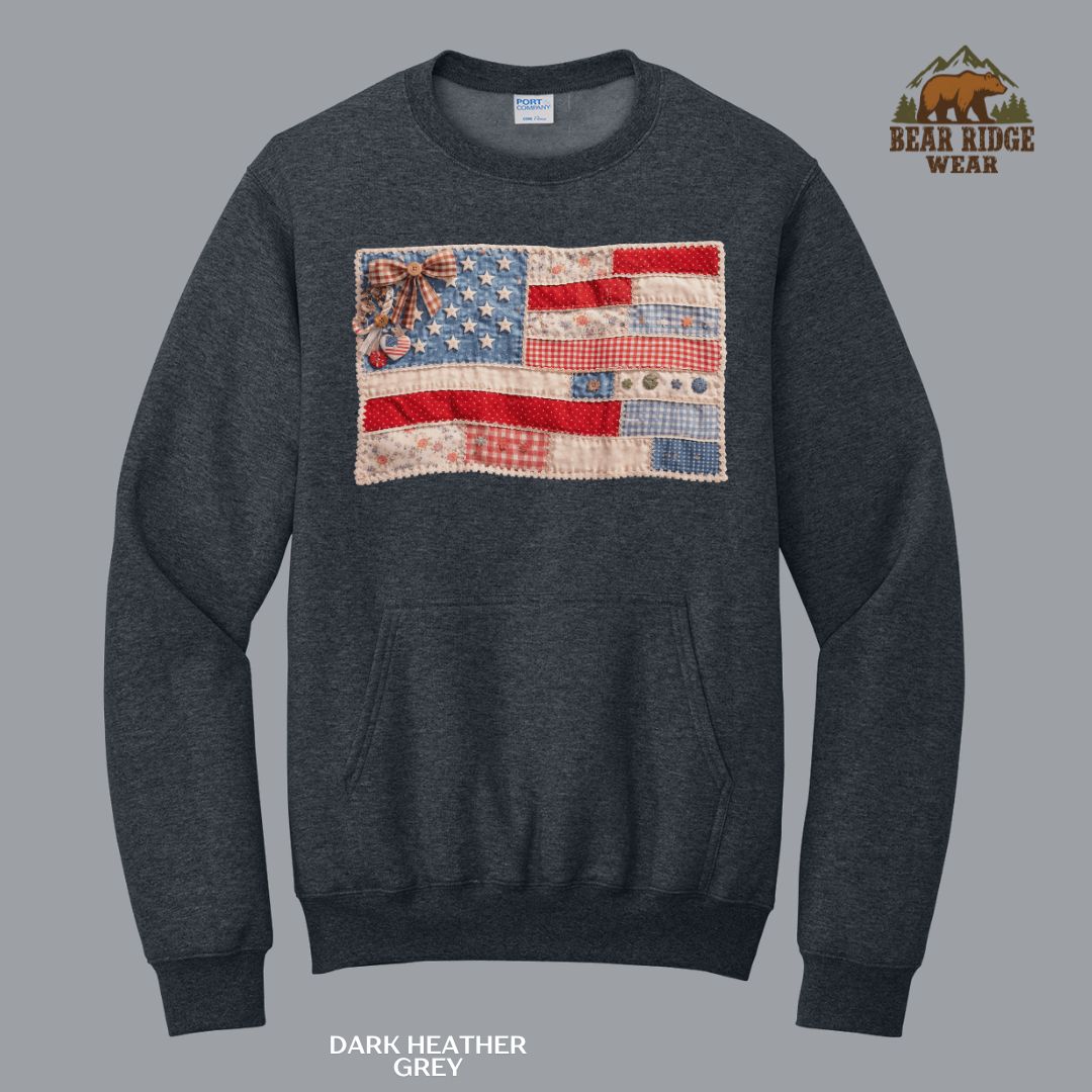 Patchwork Flag Patriotic Kangaroo Crew