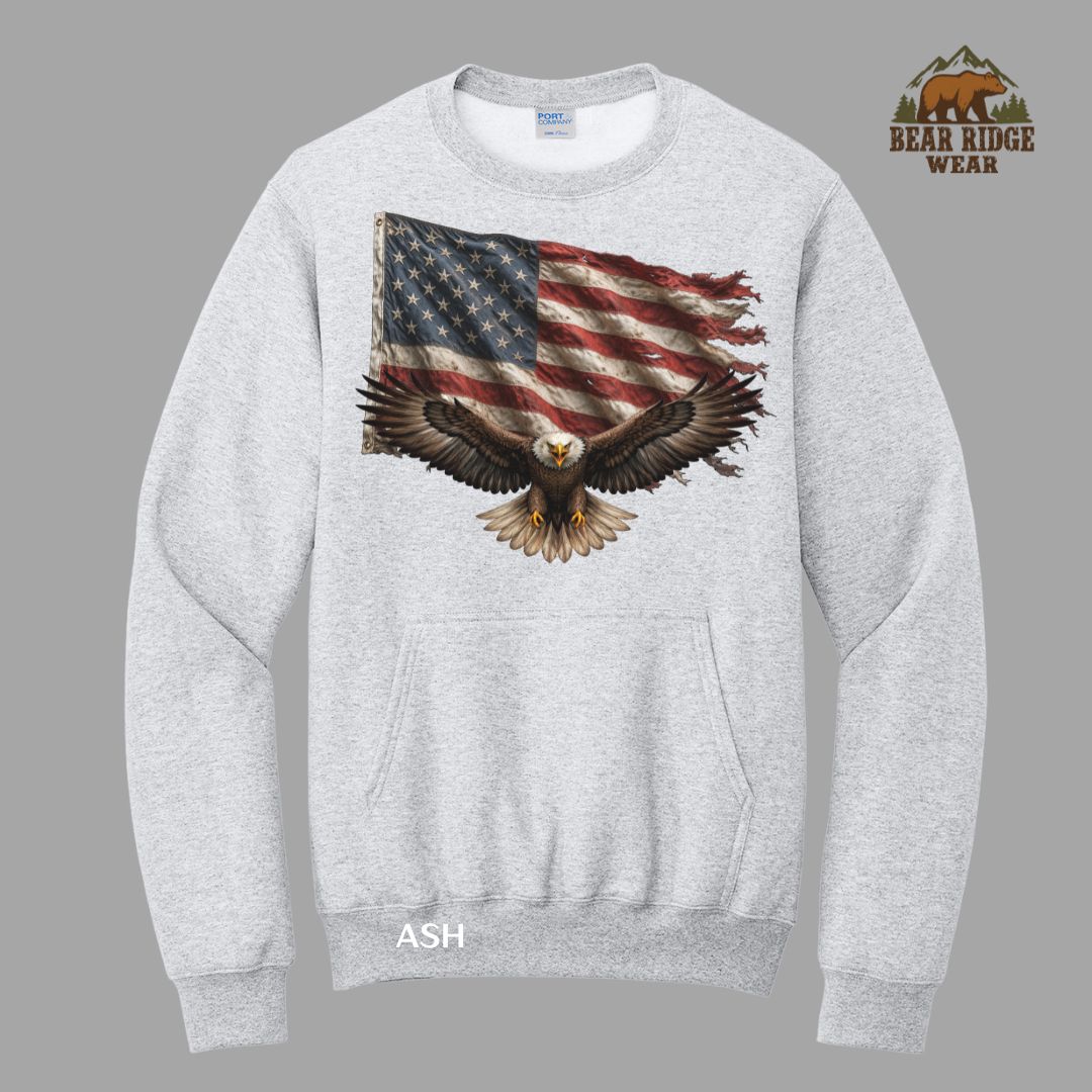 Flag - Eagle Patriotic Kangaroo Crew, Color: Ash, Size: S