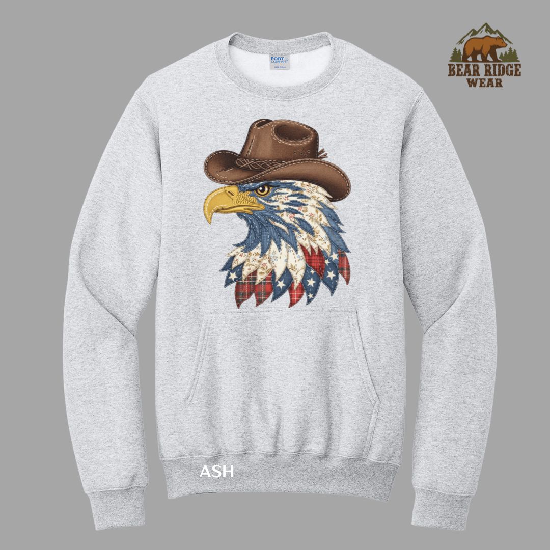 Eagle-Cowboy Patriotic Kangaroo Crew, Color: Ash, Size: S