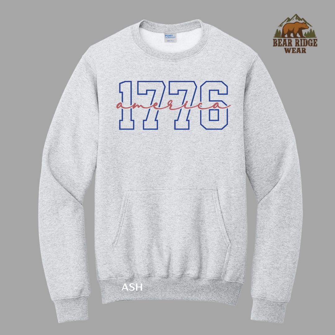 1776 America Patriotic Kangaroo Crew, Color: Ash, Size: S