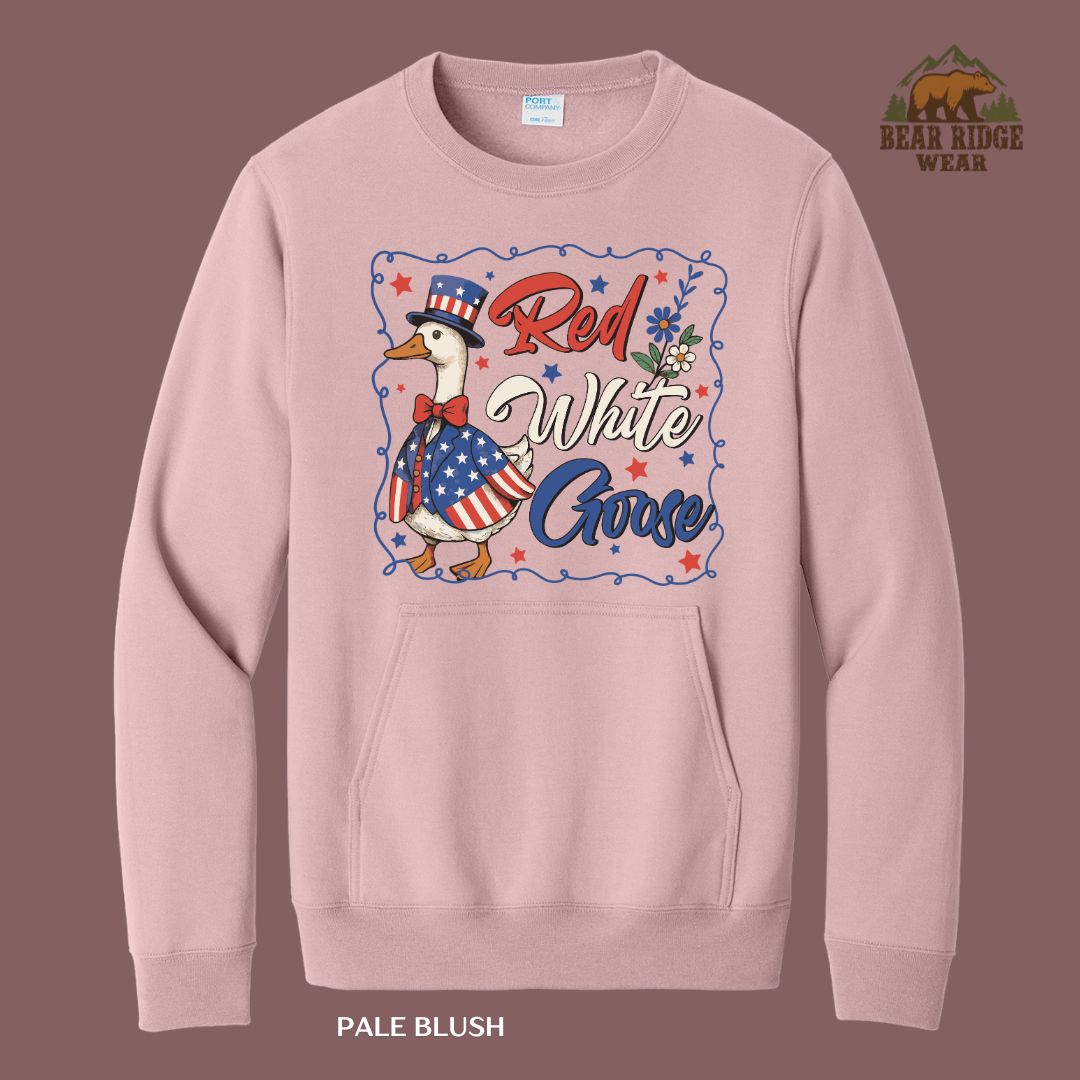 Red White Goose Patriotic Kangaroo Crew
