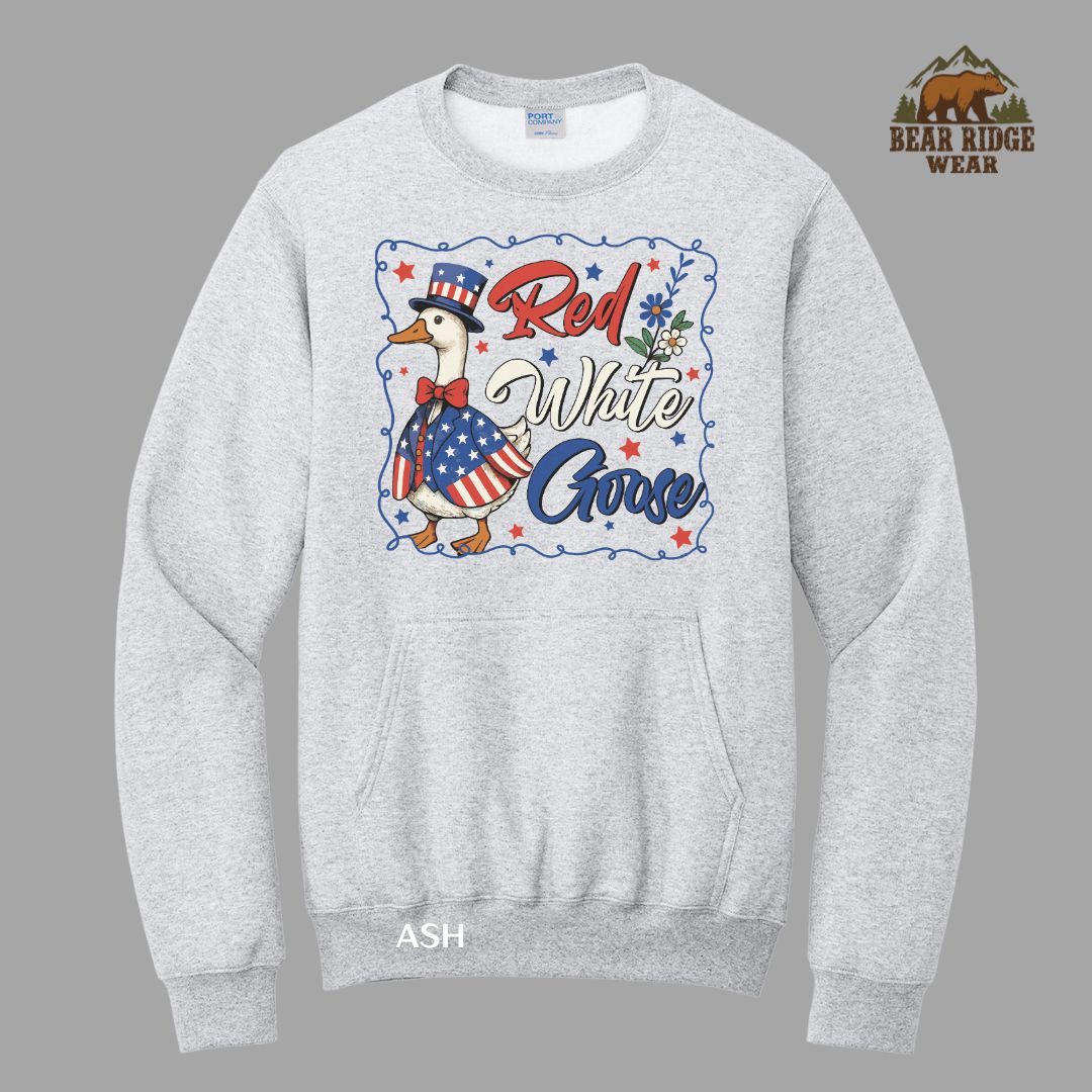 Red White Goose Patriotic Kangaroo Crew, Color: Ash, Size: S