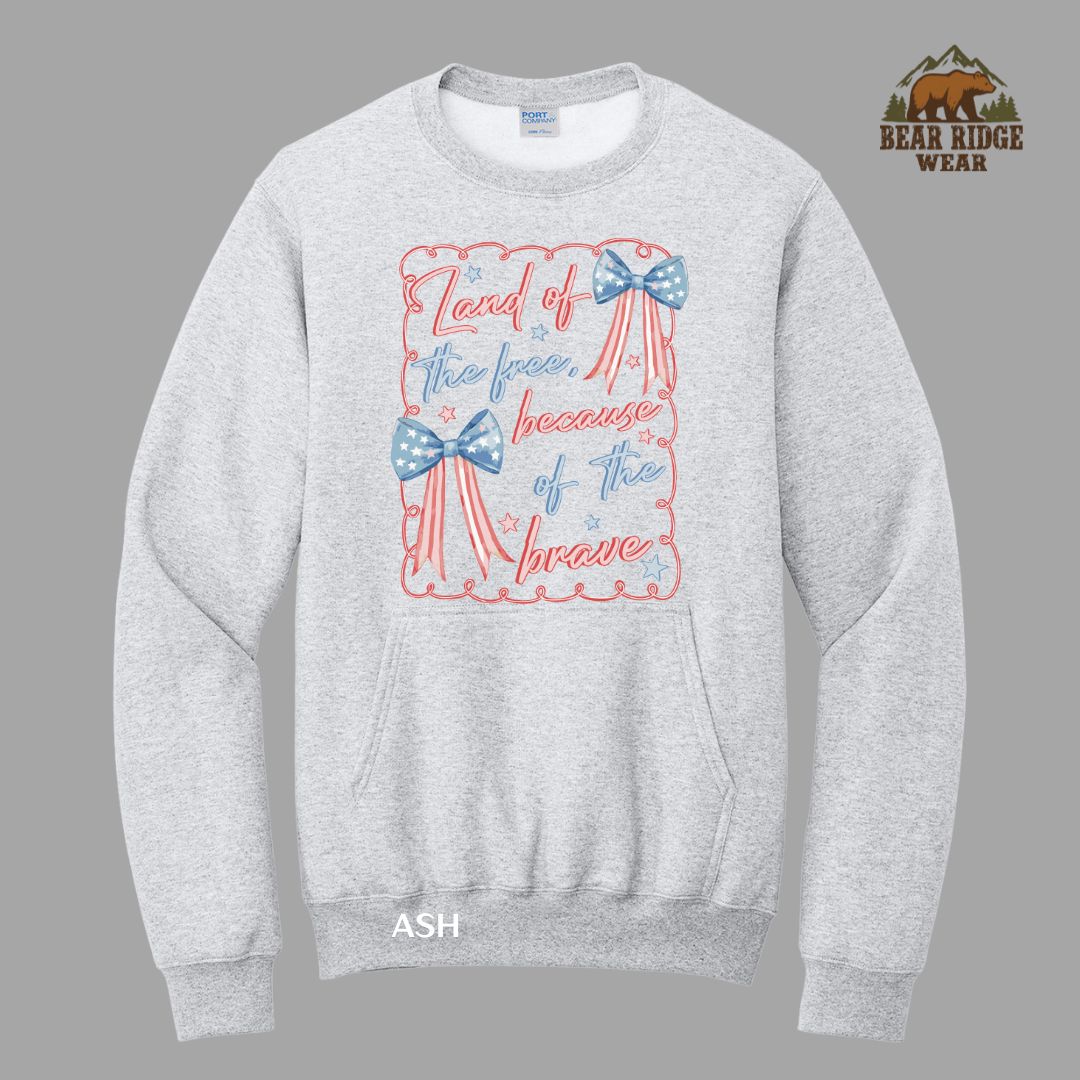 Land of the Free-Bows Patriotic Kangaroo Crew, Color: Ash, Size: S